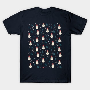 Winter Snowmen Art Pattern T-Shirt